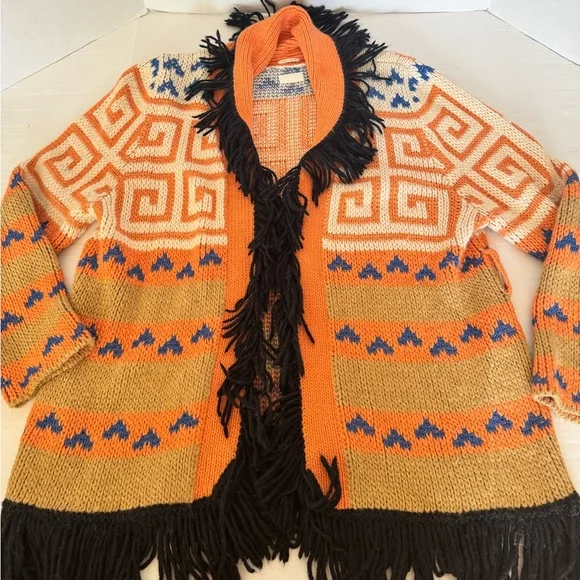 Mother Runaway Child Open Cardigan Fringe Coral Women’s Sz Large Alpaca NO BELT - Picture 4 of 14